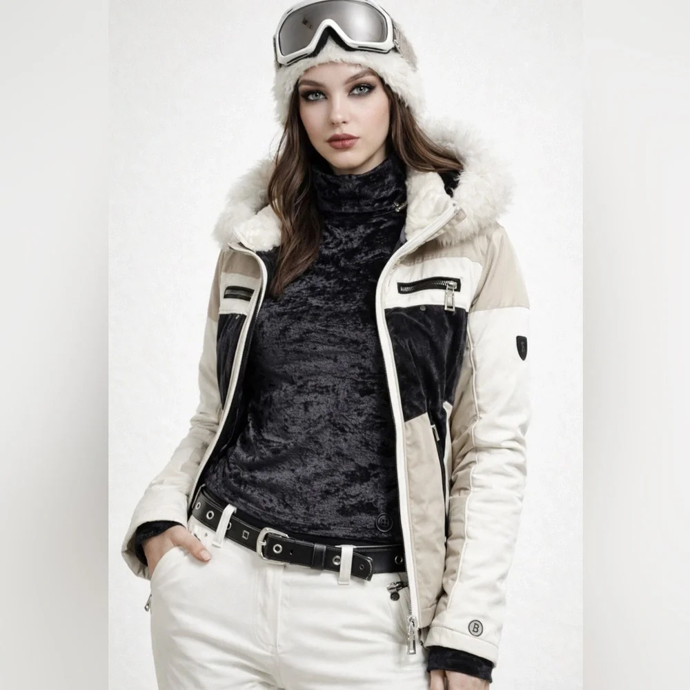 BOGNER Black Crushed Velvet Turtleneck Top Y2K Gothic Après Ski Performance 14 - Picture 2 of 16